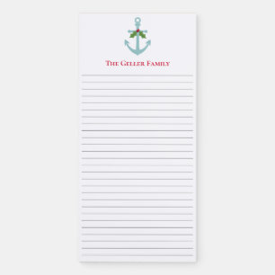 Anchor and Christmas Holly Magnetic Notepad