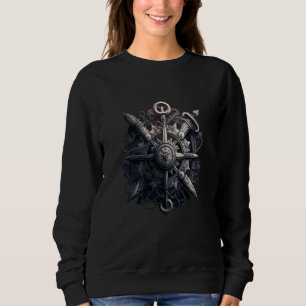 Anchor and compass from sailing ship maritime sea sweatshirt