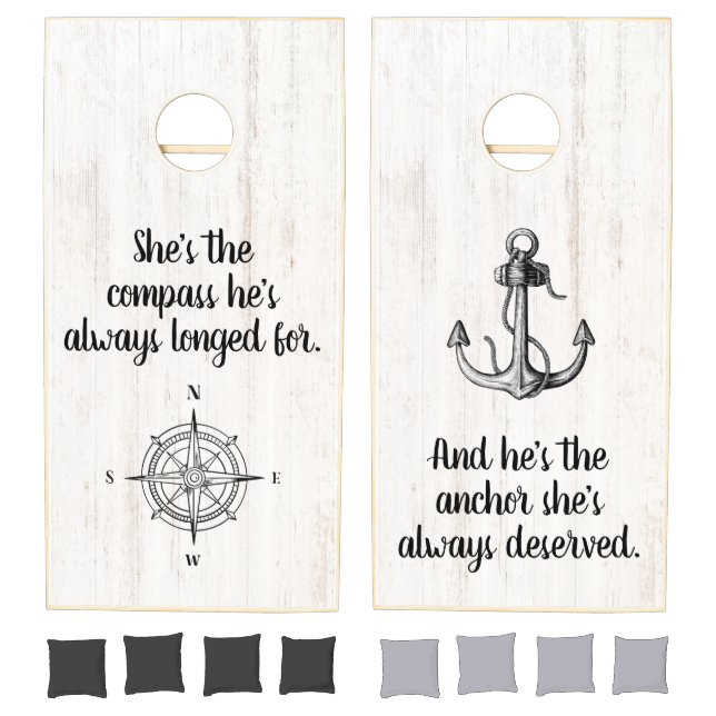 Anchor And Compass Wedding Lovers Cornhole Set (Set)