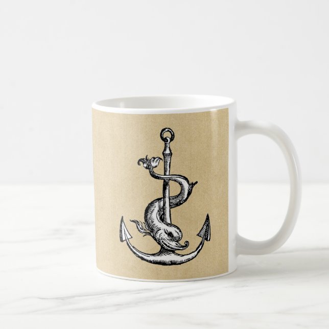 Anchor and Dolphin - Festina Lente Coffee Mug (Right)