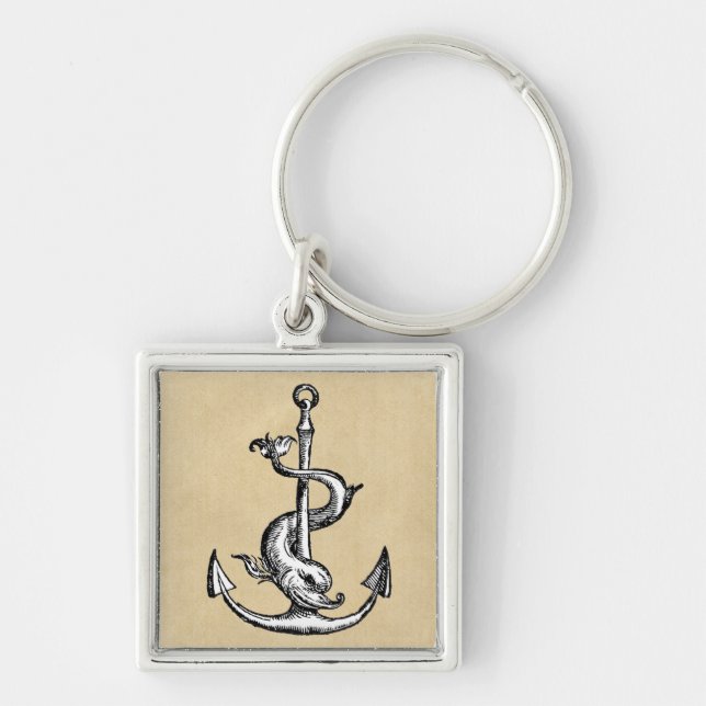 Anchor and Dolphin - Festina Lente Keychain (Front)