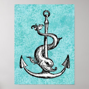 Anchor and Dolphin - Festina Lente Poster