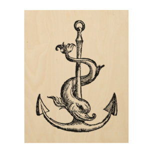 Anchor and Dolphin - Festina Lente Wood Wall Decor