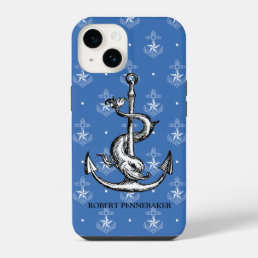 Anchor and Dolphin Nautical Theme iPhone 14 Case