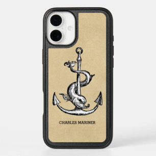 Anchor and Dolphin with Name iPhone 16 Mini Case