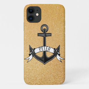 Anchor And Gold Glitter iPhone 11 Case