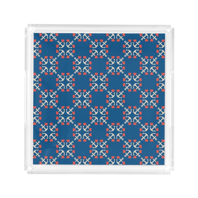 Anchor And Heart Pattern Acrylic Tray (Front)