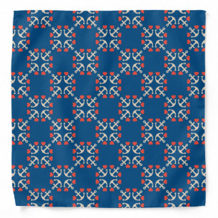 Anchor And Heart Pattern Bandana