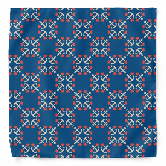 Anchor And Heart Pattern Bandana (Front)