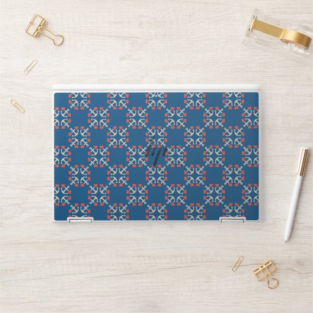Anchor And Heart Pattern HP Laptop Skin (Desk)
