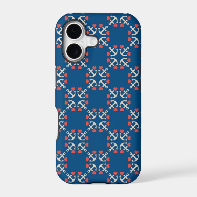 Anchor And Heart Pattern Iphone Case (Back)