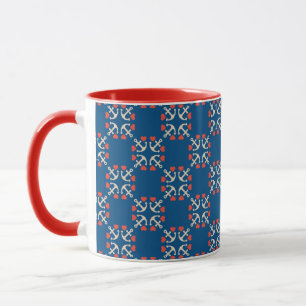Anchor And Heart Pattern Mug
