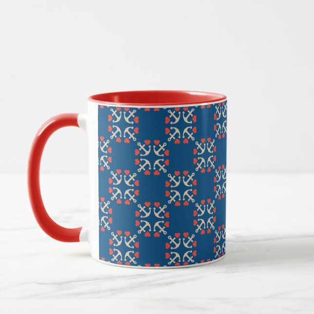 Anchor And Heart Pattern Mug (Left)
