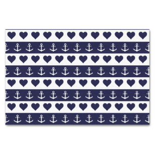 Nautical white anchor on a navy blue background tissue paper