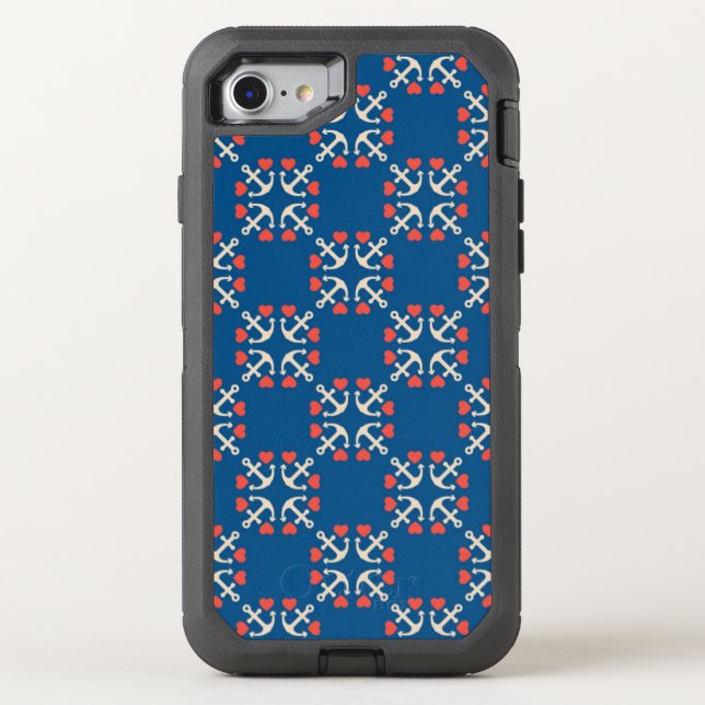 Anchor And Heart Pattern Otterbox iPhone Case (Back)