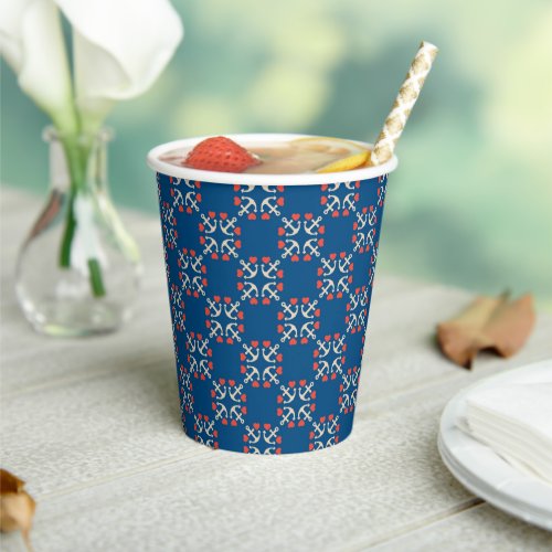 Anchor And Heart Pattern Paper Cups