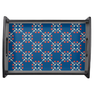 Anchor And Heart Pattern Serving Tray