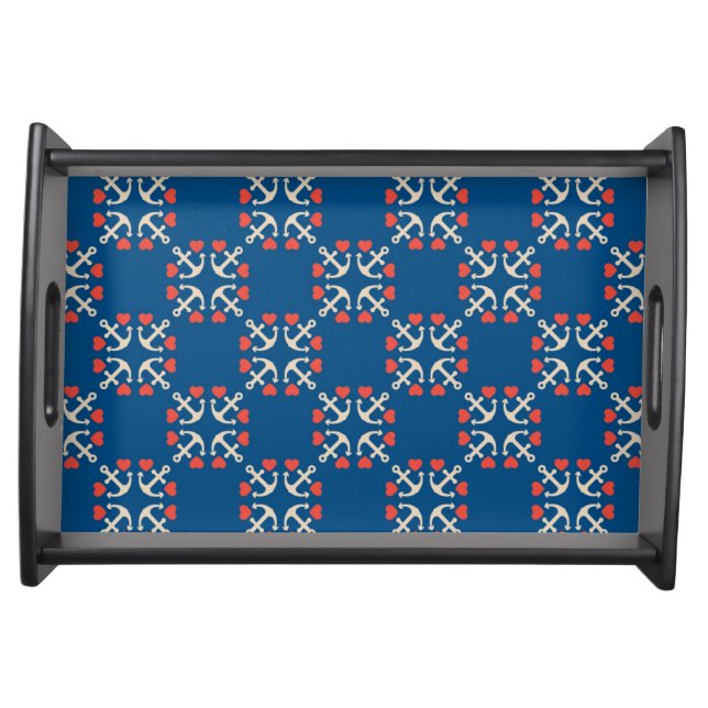 Anchor And Heart Pattern Serving Tray (Front)