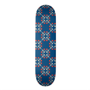 Anchor And Heart Pattern Skateboard Deck