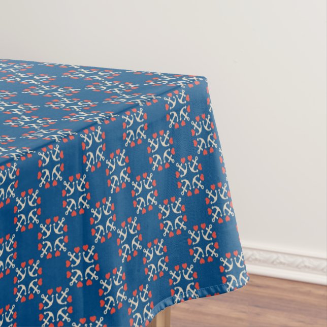 Anchor And Heart Pattern Tablecloth (In Situ)