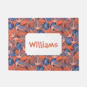 Anchor And Jellyfish Pattern Add Your Name Doormat