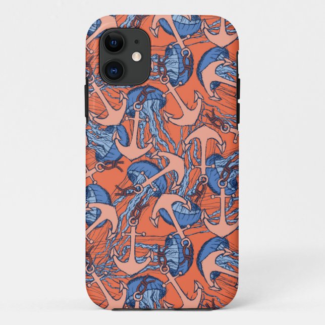 Anchor And Jellyfish Pattern Case-Mate iPhone Case (Back)