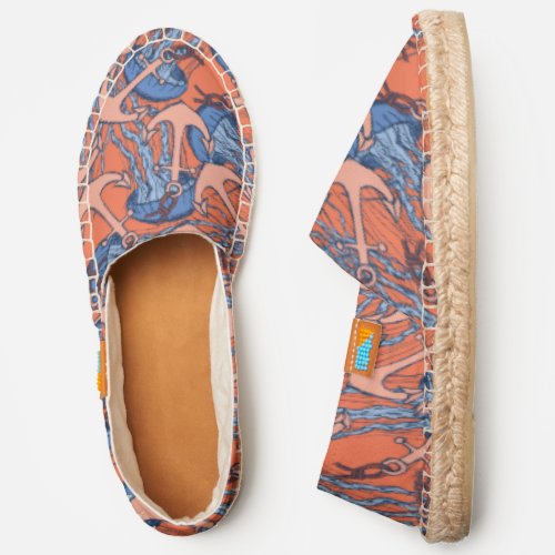 Anchor And Jellyfish Pattern Espadrilles