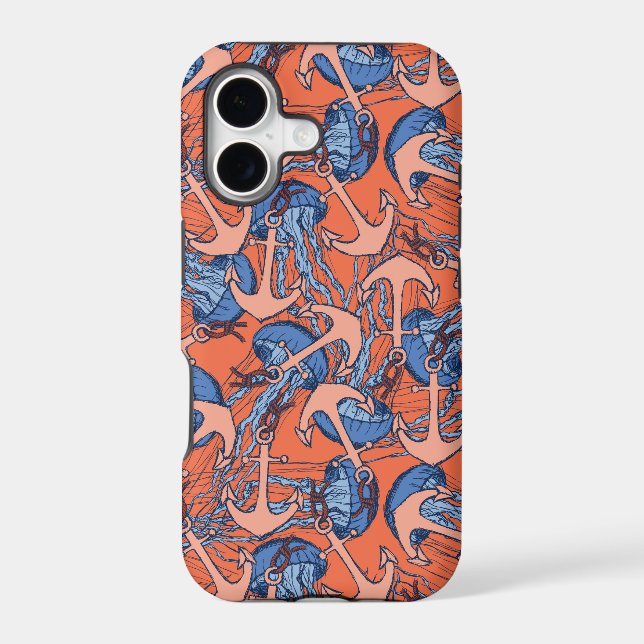 Anchor And Jellyfish Pattern Iphone Case (Back)