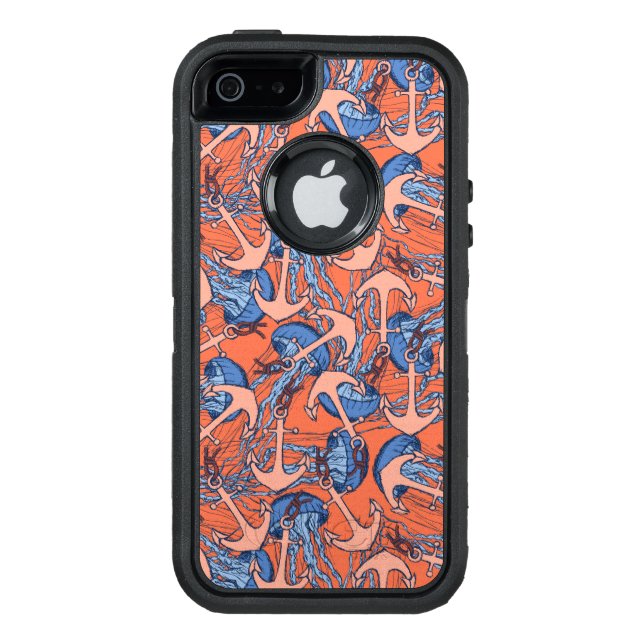 Anchor And Jellyfish Pattern Otterbox iPhone Case (Back)