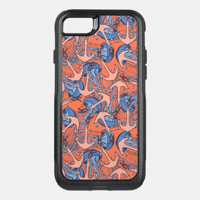 Anchor And Jellyfish Pattern Otterbox iPhone Case (Back)