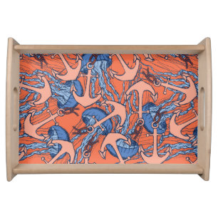 Anchor And Jellyfish Pattern Serving Tray
