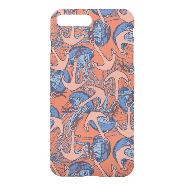 Anchor And Jellyfish Pattern Uncommon iPhone Case (Back)