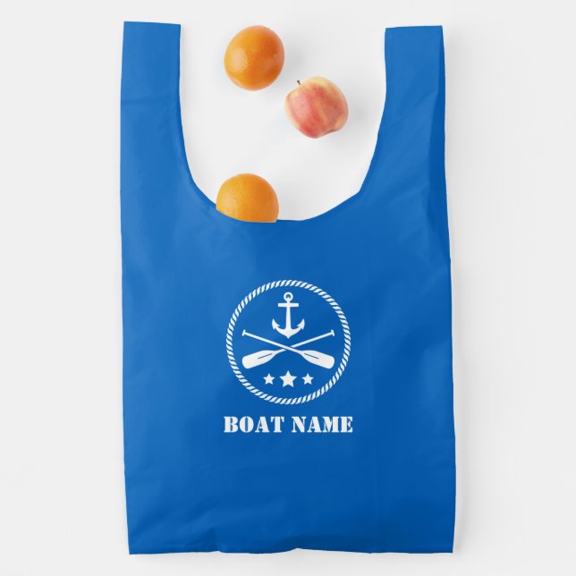 Anchor and Oars with Your Boat or Name 2 Sided Reusable Bag (Insitu)