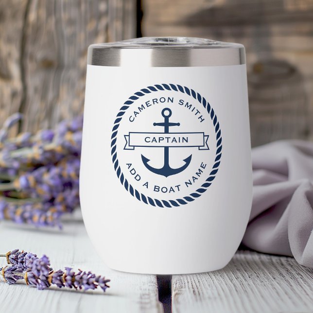 Anchor and rope boat name and title thermal wine tumbler (Anchor and rope boat name and title thermal wine tumbler)
