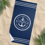 Anchor And Rope Boat Name Hailing Port Welcome Beach Towel at Zazzle