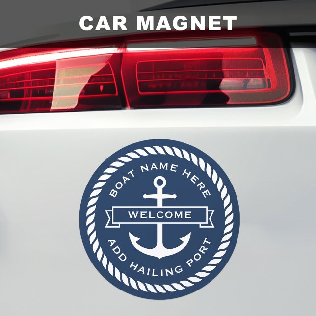 Anchor and rope boat name hailing port welcome car magnet (Anchor and rope boat name hailing port welcome car magnet)