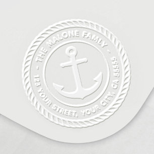 Anchor and rope border nautical return address embosser