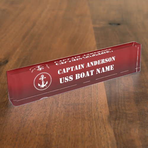 Anchor and Rope Captain and Boat Desk Name Plate