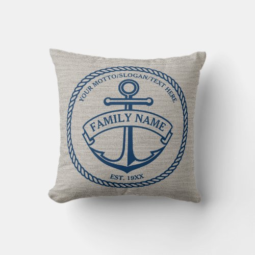 Anchor and Rope FamilyBoat Logo Linen_Look Pillow