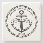 Anchor And Rope Family/boat Logo Stone Coaster at Zazzle