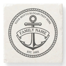 Anchor and Rope Family/Boat Logo Stone Coaster