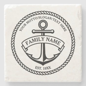 Anchor And Rope Family/boat Logo Stone Coaster by GiftCorner at Zazzle