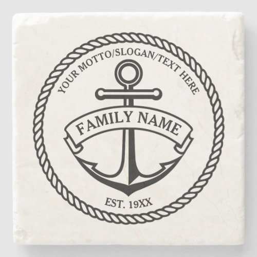 Anchor and Rope FamilyBoat Logo Stone Coaster