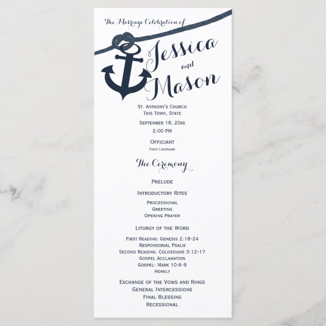 Anchor and Rope Wedding Program (Front)