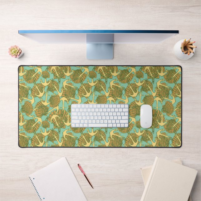 Anchor And Shells In Vintage Style Pattern Desk Mat (Office 1)