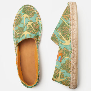 Anchor And Shells In Vintage Style Pattern Espadrilles