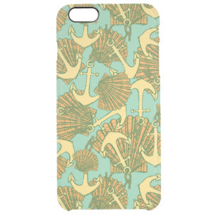 Anchor And Shells In Vintage Style Pattern Clear iPhone 6 Plus Case