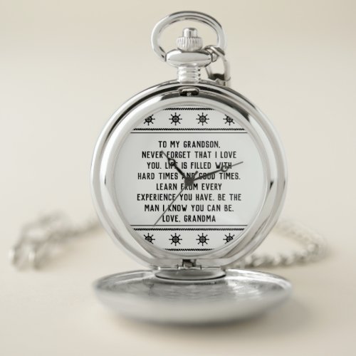 Anchor and Ship Wheel Border Letter to Grandson Pocket Watch
