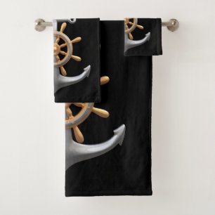 Anchor and Ship's Wheel Bath Towel Set