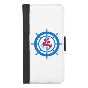 Anchor and steering wheel iPhone 8/7 wallet case